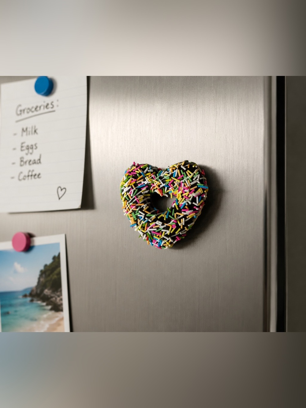 Chocolate sprinkles donut magnet